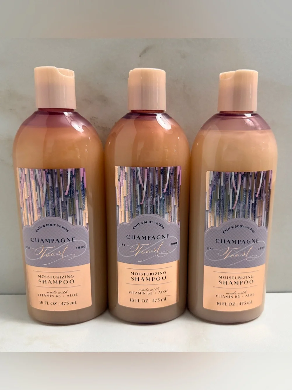 3 Bath & Body Works Champagne Toast Moisturizing Shampoo 16 oz NEW